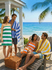 Utopia Towels 4 Pack Cabana Stripe Beach Towels (30x60 inches) - 100% Ring Spun Cotton Large Pool Towels, Soft and Quick Dry Swim Towels (Blue, Green, Orange & Yellow) 🍁 All In One Marketplace Canada