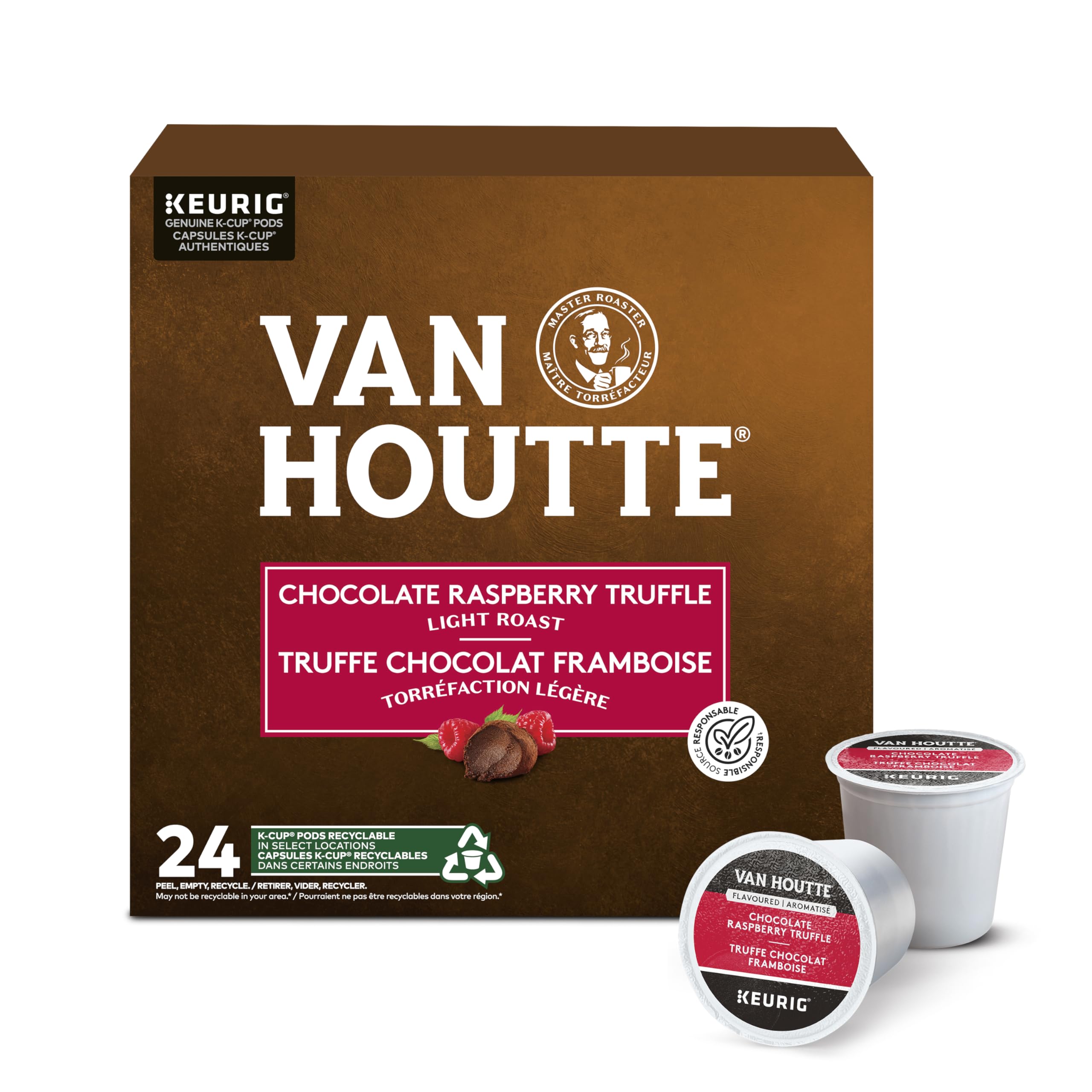 Van Houtte Raspberry Chocolate Truffle Coffee, K-Cup Portion Pack for Keurig Brewers (24 Count) 🍁 All In One Marketplace Canada