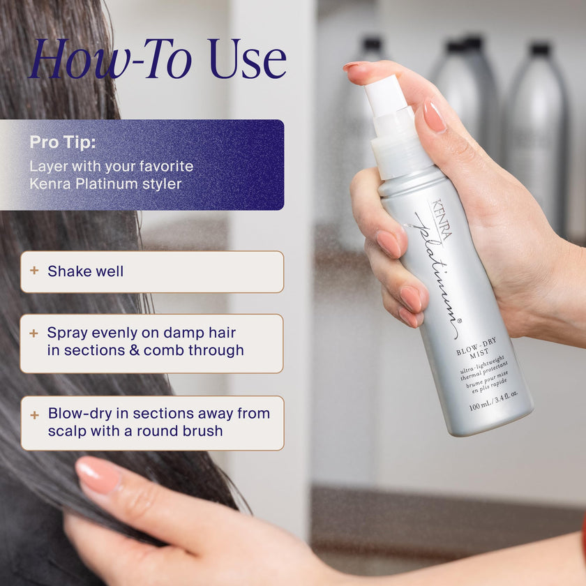 Kenra Platinum Blow-Dry Mist | Ultra Lightweight Thermal Heat Protectant | Reduces Dry Time & Frizz | Fine to Medium Hair | 100 mL 🍁 All In One Marketplace Canada