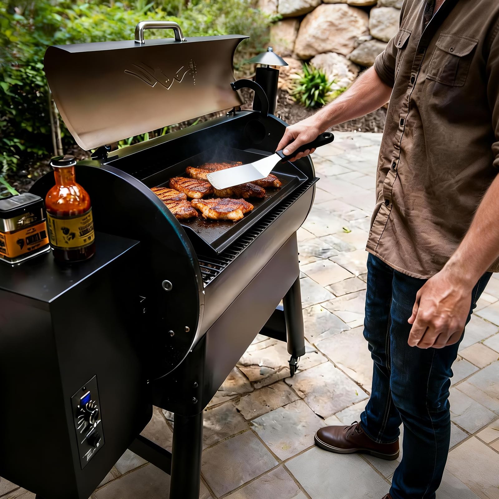 BBQ Future Universal Cast Iron Griddle for Gas Grill with Spatula Set, 23