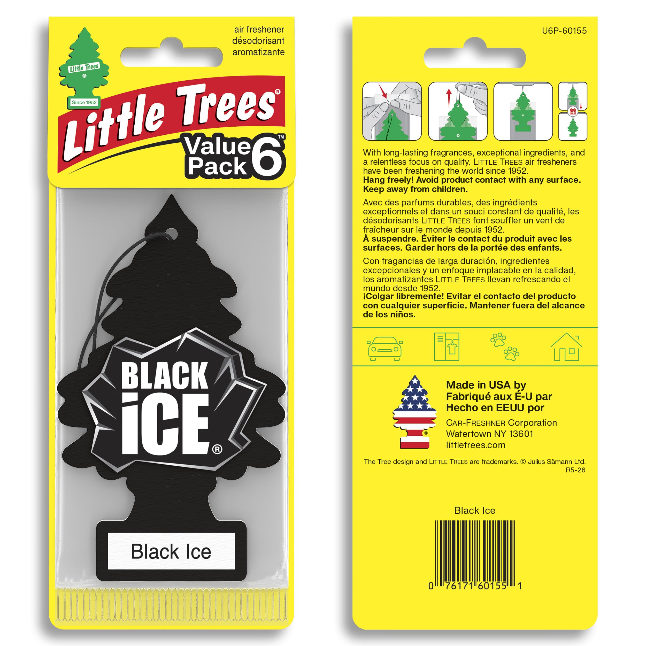 LITTLE Air Fresheners Car Air Freshener. Hanging Tree Provides Long Lasting Scent for Auto or Home. Black Ice, 24 Air Fresheners 🍁 All In One Marketplace Canada
