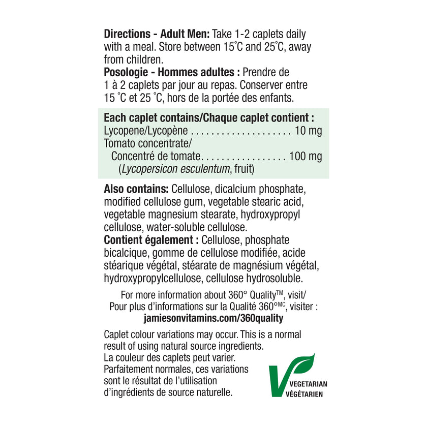 Jamieson Lycopene with Tomato Concentrate, 60 Caplets, Powerful Antioxidant and Supports Prostate Health. Gluten-Free, Lactose-Free, No Artificial Colours or Flavours, Proudly Canadian 🍁 All In One Marketplace Canada