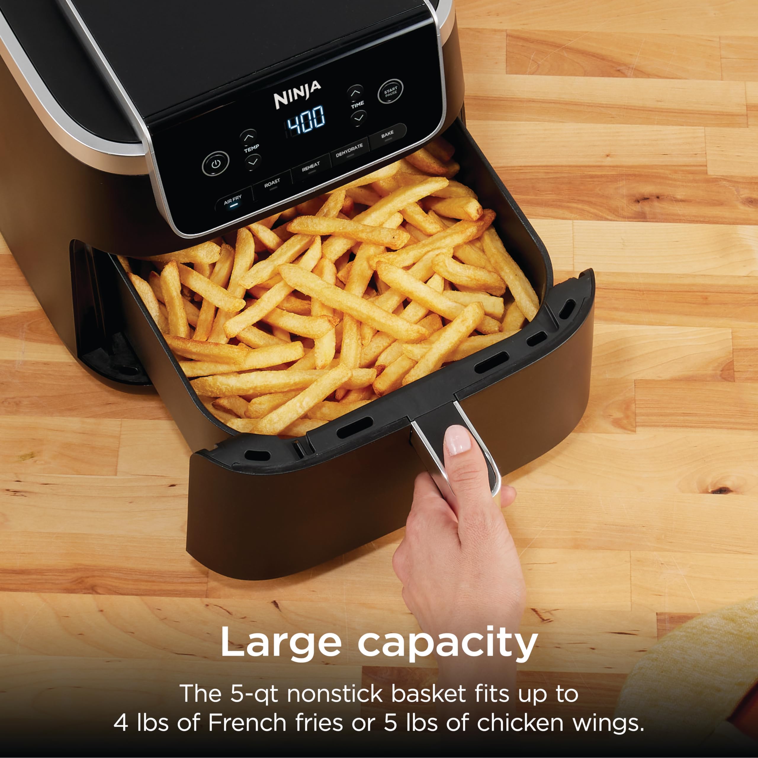 Ninja Air Fryer Pro 5-in-1, 5 QT Capacity, Air Fry, Bake, Roast, Reheat, and Dehydrate, Air Crisp Technology, Nonstick Basket & Crisper Plate, Grey, AF142C 🍁 All In One Marketplace Canada