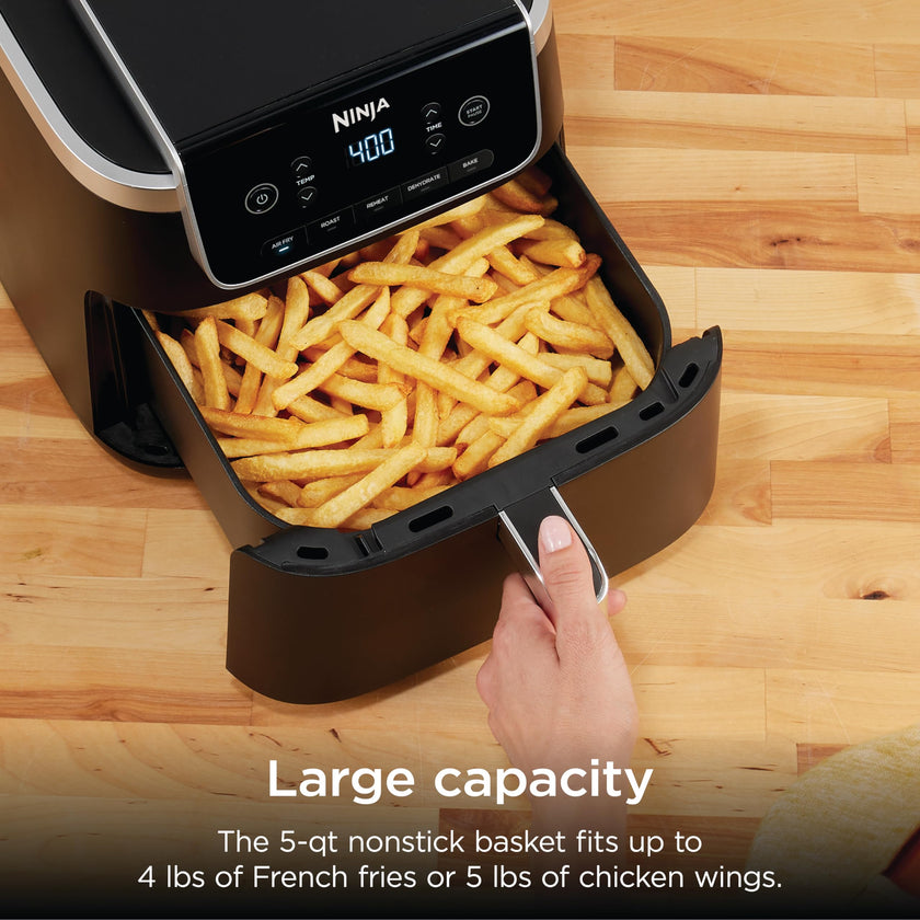 Ninja Air Fryer Pro 5-in-1, 5 QT Capacity, Air Fry, Bake, Roast, Reheat, and Dehydrate, Air Crisp Technology, Nonstick Basket & Crisper Plate, Grey, AF142C 🍁 All In One Marketplace Canada