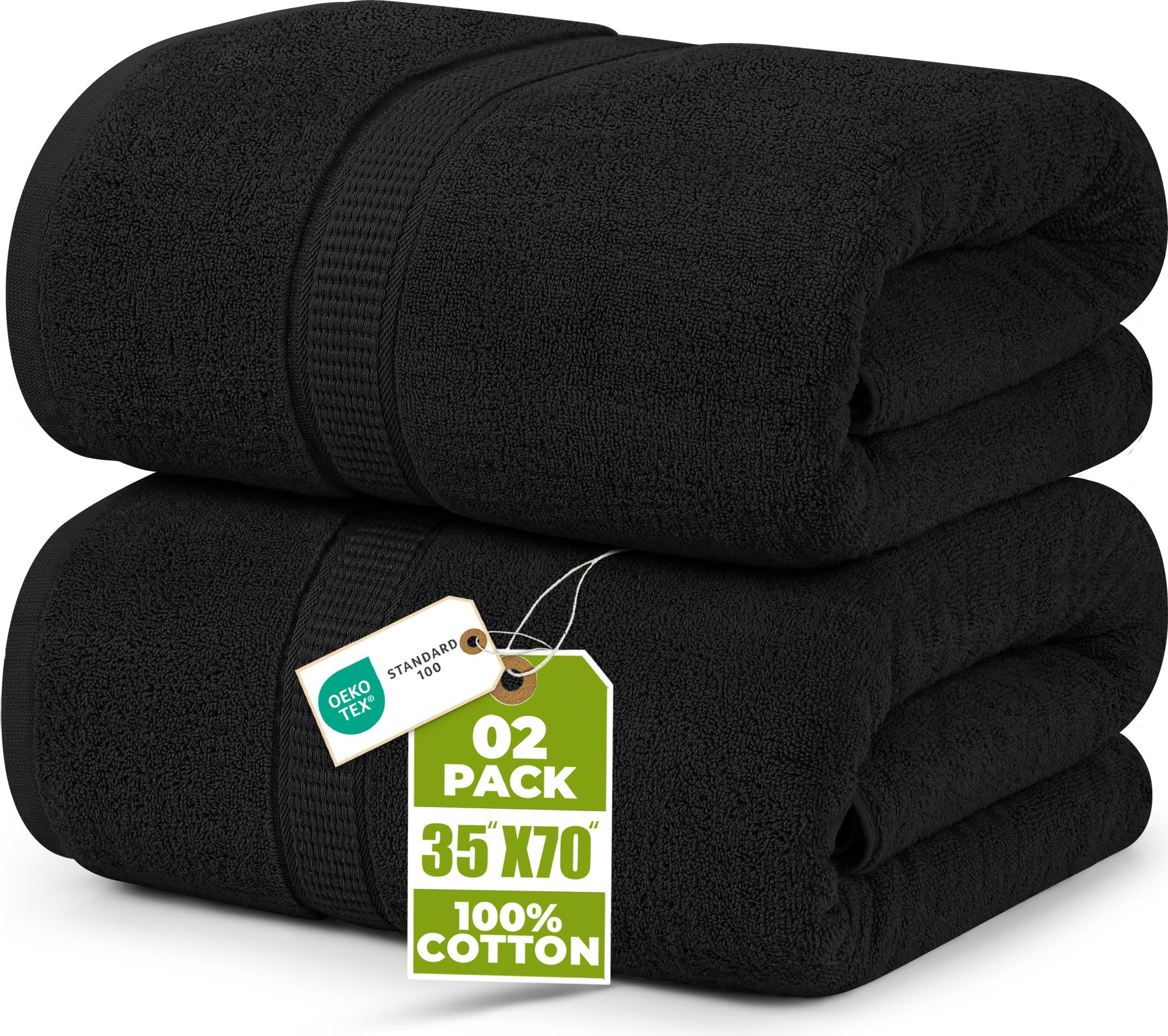 Utopia Towels Luxurious Jumbo Bath Sheet, 35 by 70 Inches, 600 GSM 100% Ring Spun Cotton, Highly Absorbent and Quick Dry Extra Large Bath Towel, Super Soft, Black, 2 Pack 🍁 All In One Marketplace Canada