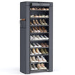 SONGMICS 10-Tier Shoe Rack, Shoe Storage Organizer Cabinet with Dustproof Cover, Free-Standing, for Closet, Entryway, Hold 27-35 Pairs, for Sneakers, High Heels, Gray URXJ10G01 🍁 All In One Marketplace Canada