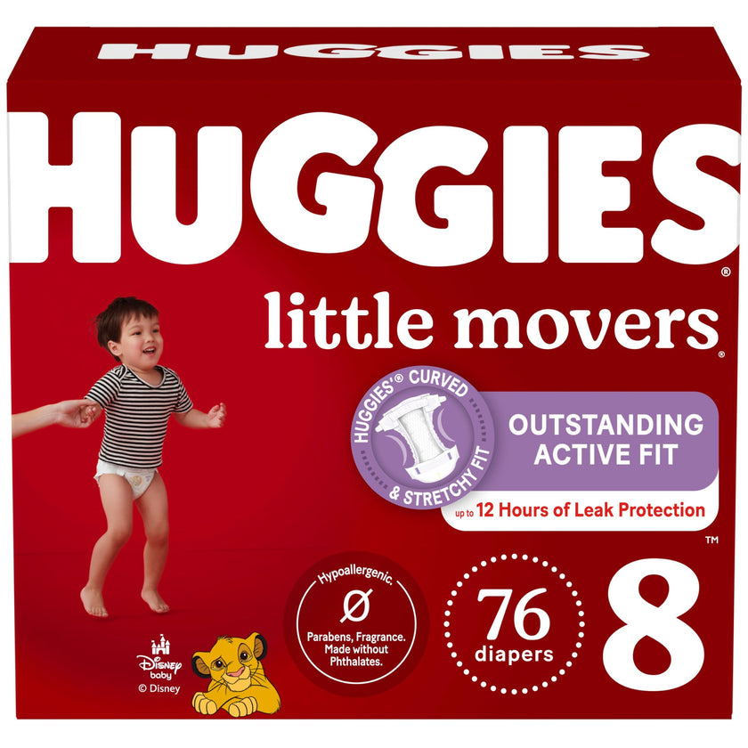 Huggies Size 8 Diapers, Little Movers Baby Diapers, Size 8 (46+ lbs), 76 Count, Packaging May Vary 🍁 All In One Marketplace Canada