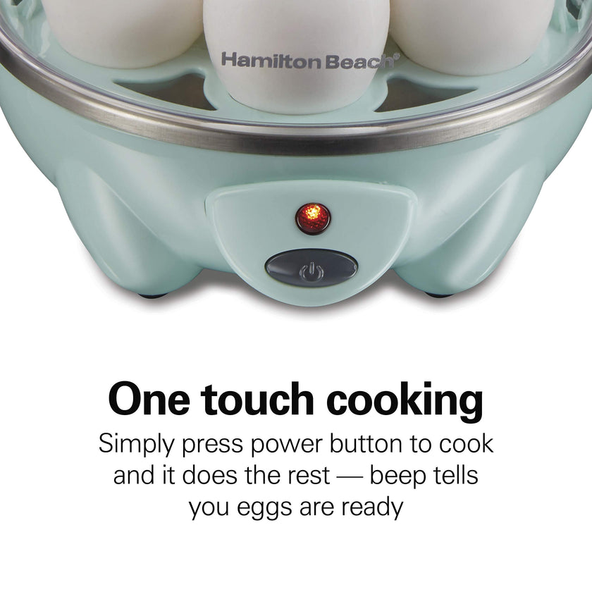 Hamilton Beach 3-in-1 Egg Cooker, Hard-Boiled, Poached, Omelets, 7 Egg Capacity, Teal, 25504G 🍁 All In One Marketplace Canada