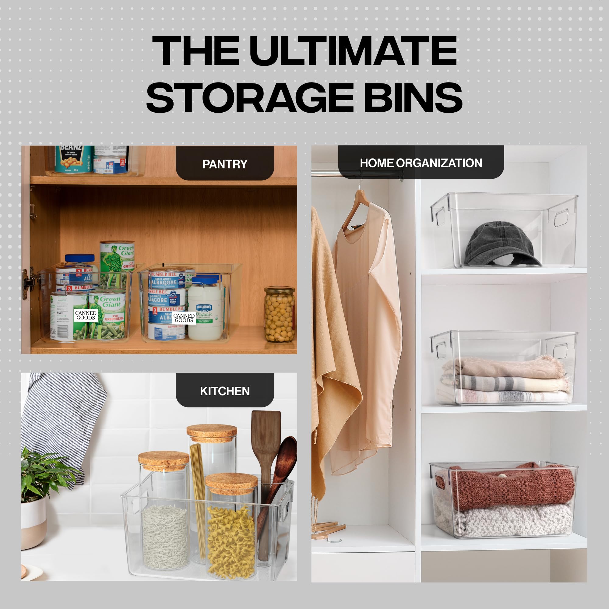 ClearSpace Clear Plastic Storage Bins – Pantry Organizers & Storage Containers, Cabinet Organizer - Home Organization Must Haves for Kitchen, Laundry Room, Office, Closet, Garage & Freezer 🍁 All In One Marketplace Canada