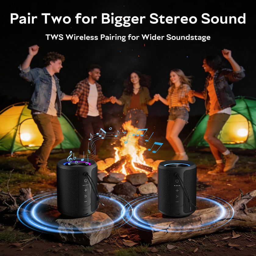 DUDGSIS Portable Bluetooth Speaker Wireless, IPX7 Waterproof Dustproof Mini Speakers, 20W Loud Bass Stereo, 15H Playtime, BT5.3 & TWS, RGB Light, for Outdoor/Shower/Home/Party, Stocking Stuffers 🍁 All In One Marketplace Canada