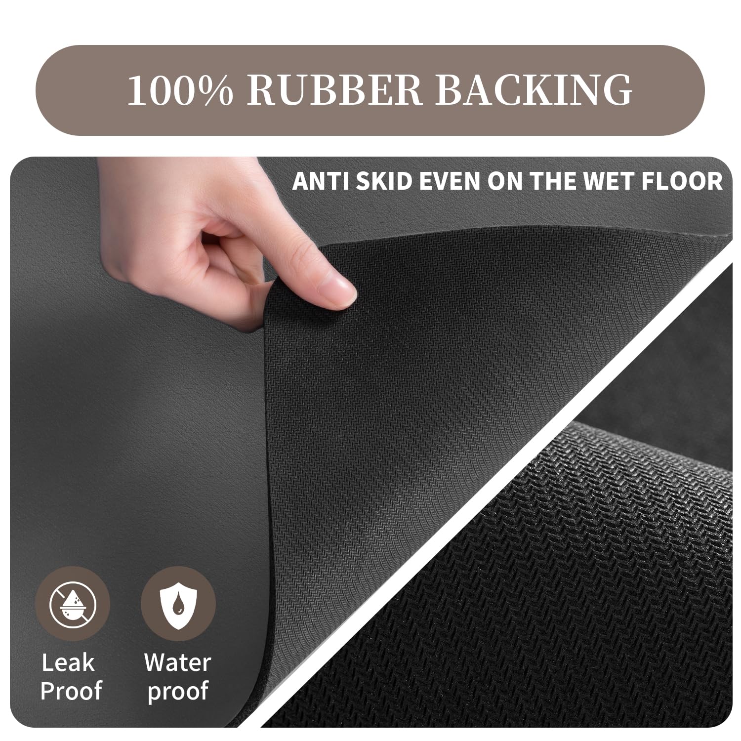 MontVoo-Absorbent Dish Drying Mat-Kitchen Counter Rubber Backed Water Absorbing Drying Mat-Hide Stain Under Dish Mat Quick Dry Coffee Mat-Dark Grey 12''x19'' 🍁 All In One Marketplace Canada