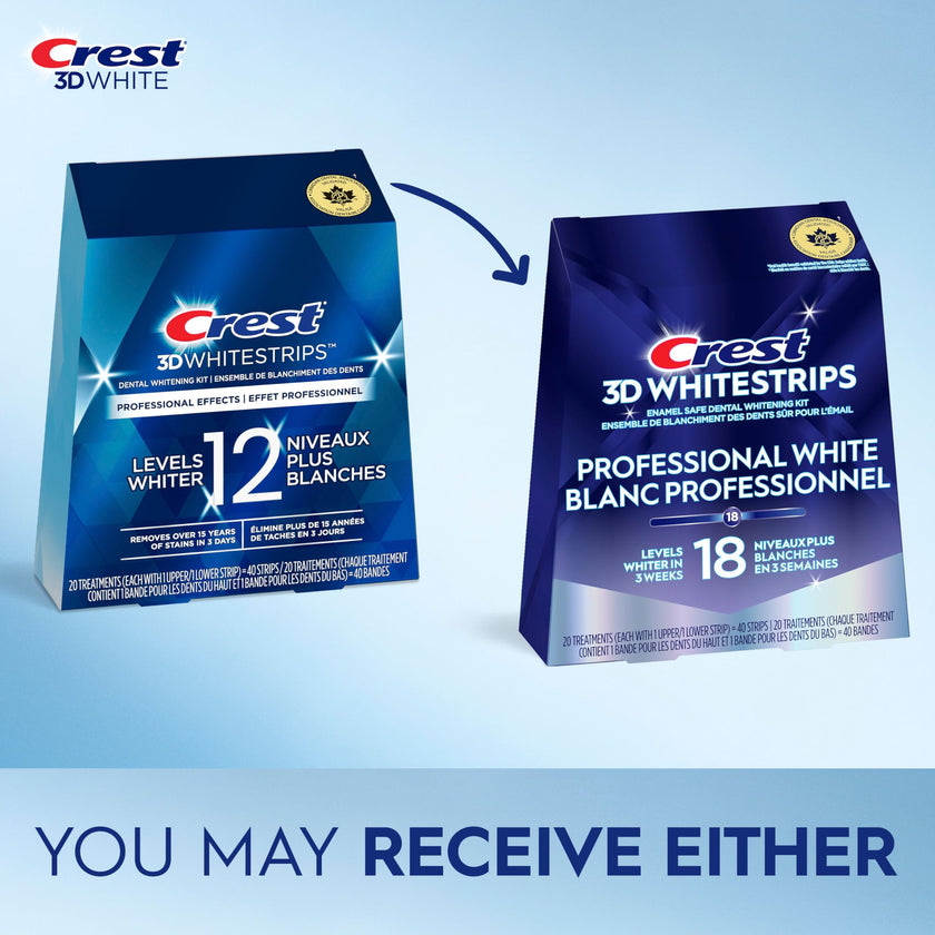 Crest 3D Whitestrips Professional White At-home Teeth Whitening Kit, 20 Treatments, 18 Levels Whiter 🍁 All In One Marketplace Canada
