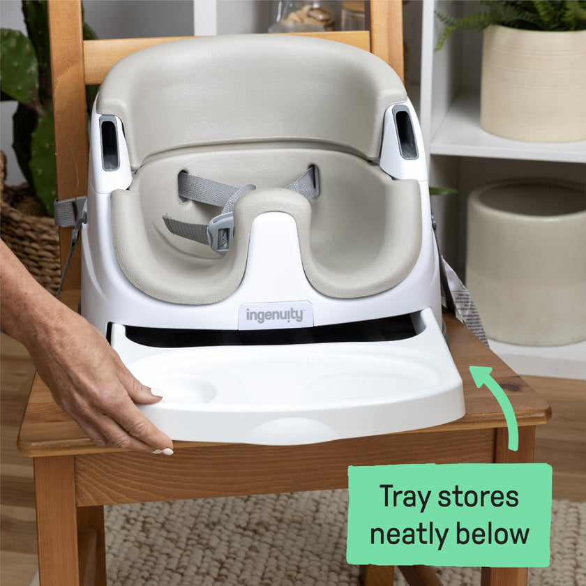 Ingenuity Baby Base 2-in-1 Booster Feeding and Floor Seat with Self-Storing Tray - Cashmere 🍁 All In One Marketplace Canada
