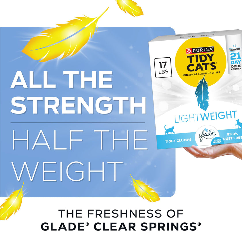 Purina Tidy Cats Lightweight with Glade Clear Springs Multi-Cat, Clumping, Low Dust, Scented Cat Litter - 17 lb. Box 🍁 All In One Marketplace Canada