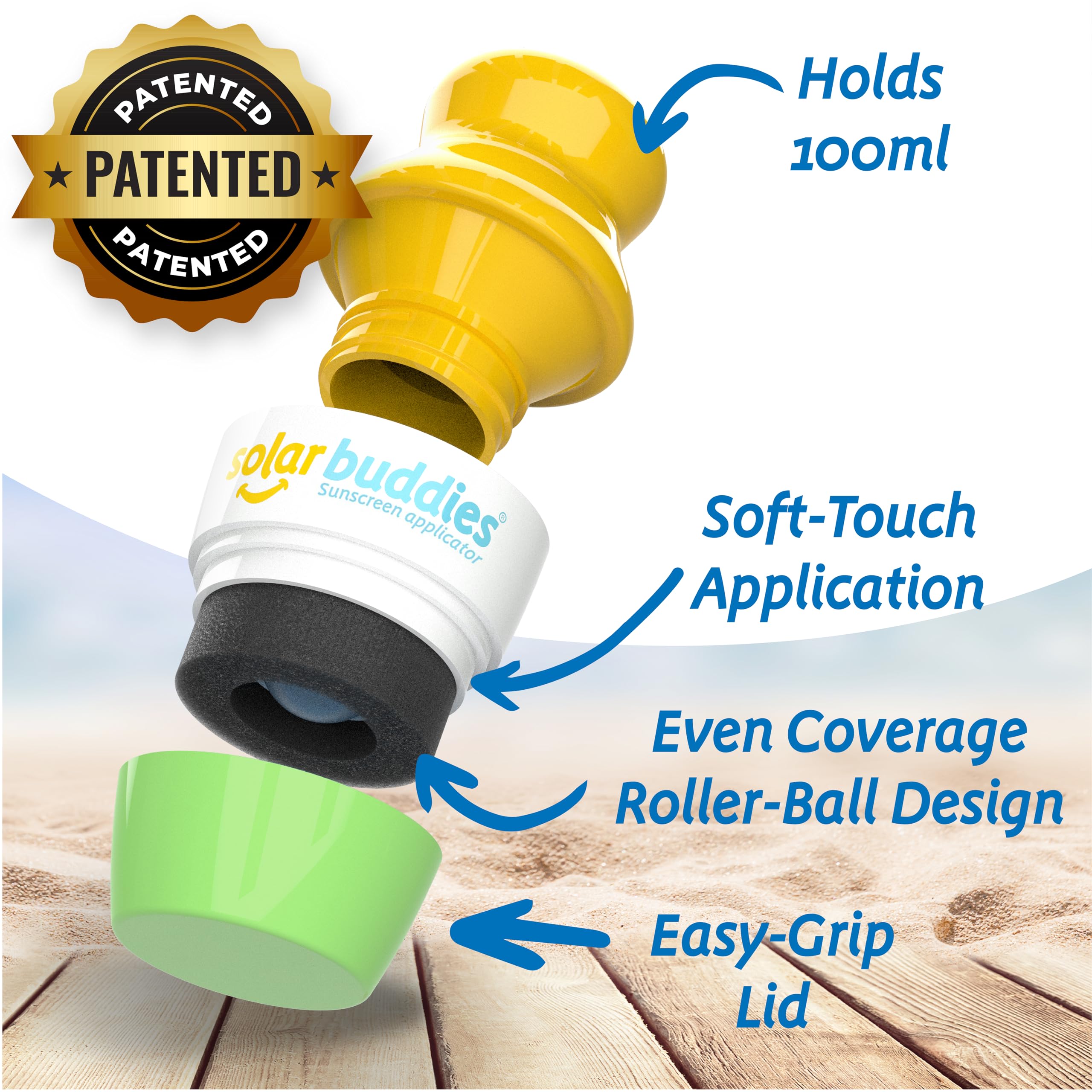 Solar Buddies Sunscreen Applicator - Green & Blue Duo - Refillable Roll on Sponge Sunscreen, Suncream & Lotion Applicator For Kids, Adults & Families - Holds 100ml, Perfect Size for Travel 🍁 All In One Marketplace Canada