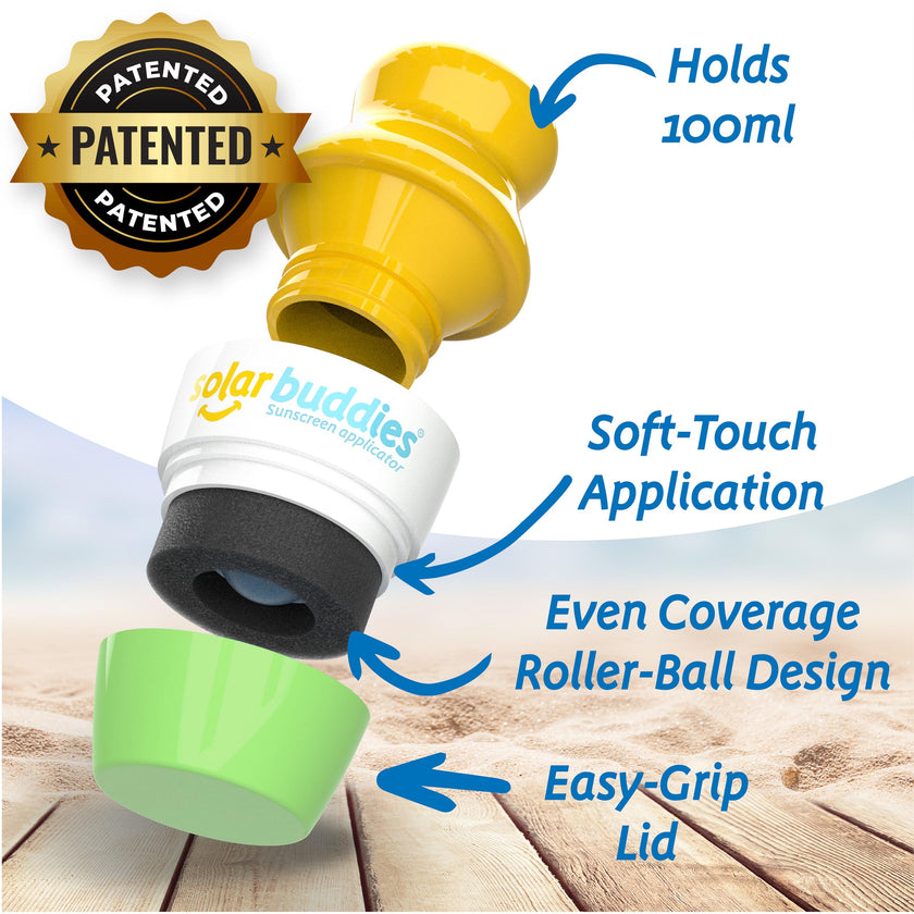 Solar Buddies Sunscreen Applicator - Green & Blue Duo - Refillable Roll on Sponge Sunscreen, Suncream & Lotion Applicator For Kids, Adults & Families - Holds 100ml, Perfect Size for Travel 🍁 All In One Marketplace Canada