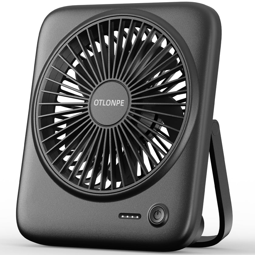 Otlonpe Personal Portable Desk Fan, 4000mAh Small Rechargeable Portable Fan Battery Operated & USB Powered for Travel Sleeping Bedroom Office Home Table, Cordless, Quiet, 4-Speed, 6.5 Inch (Black) 🍁 All In One Marketplace Canada