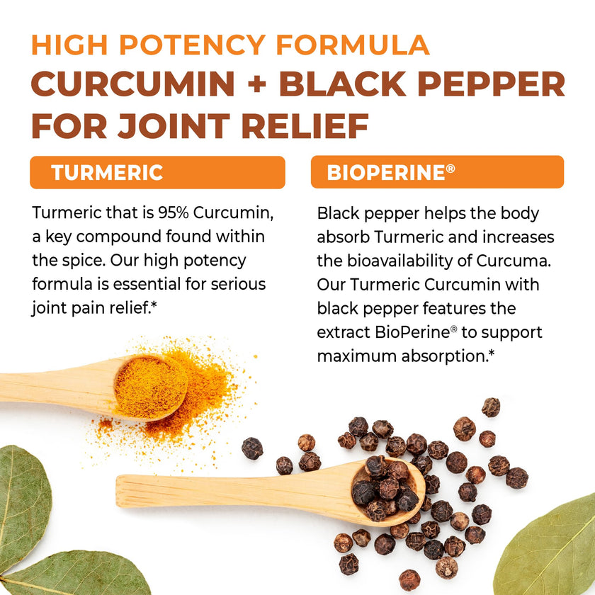 Turmeric Curcumin 1500mg | Turmeric Supplements + Black Pepper | Joint Pain Relief & Anti Inflammatory Pills | High Potency Curcumin Supplements with Black Pepper | Non-GMO, Gluten-Free | 90 Ct 🍁 All In One Marketplace Canada