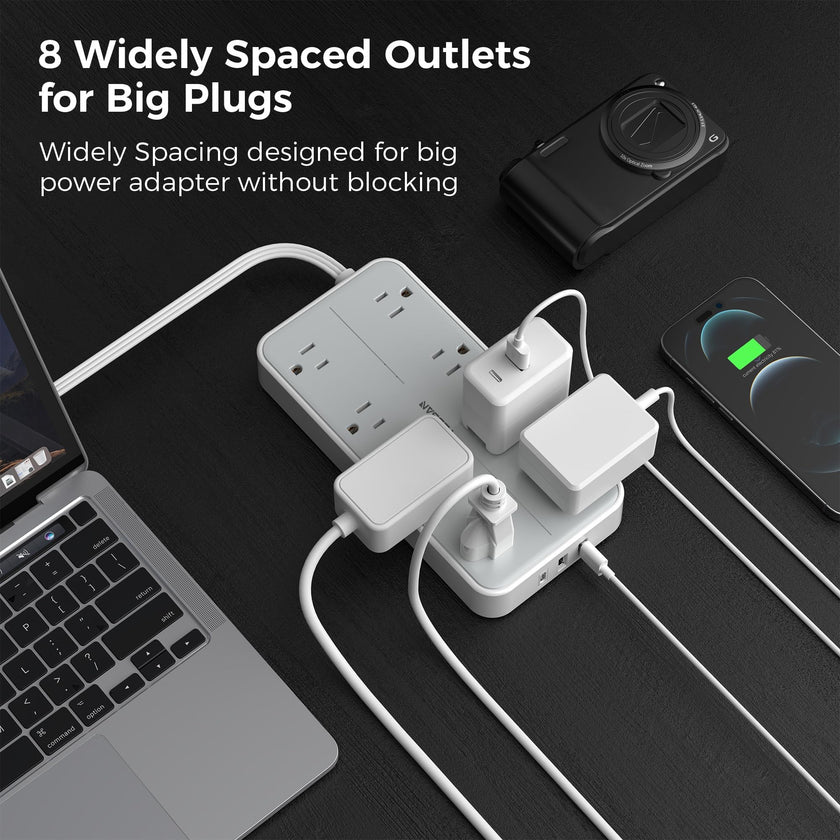 TESSAN Flat Plug Power Bars with Surge Protector 1080J, 6 Ft 🍁 All In One Marketplace Canada