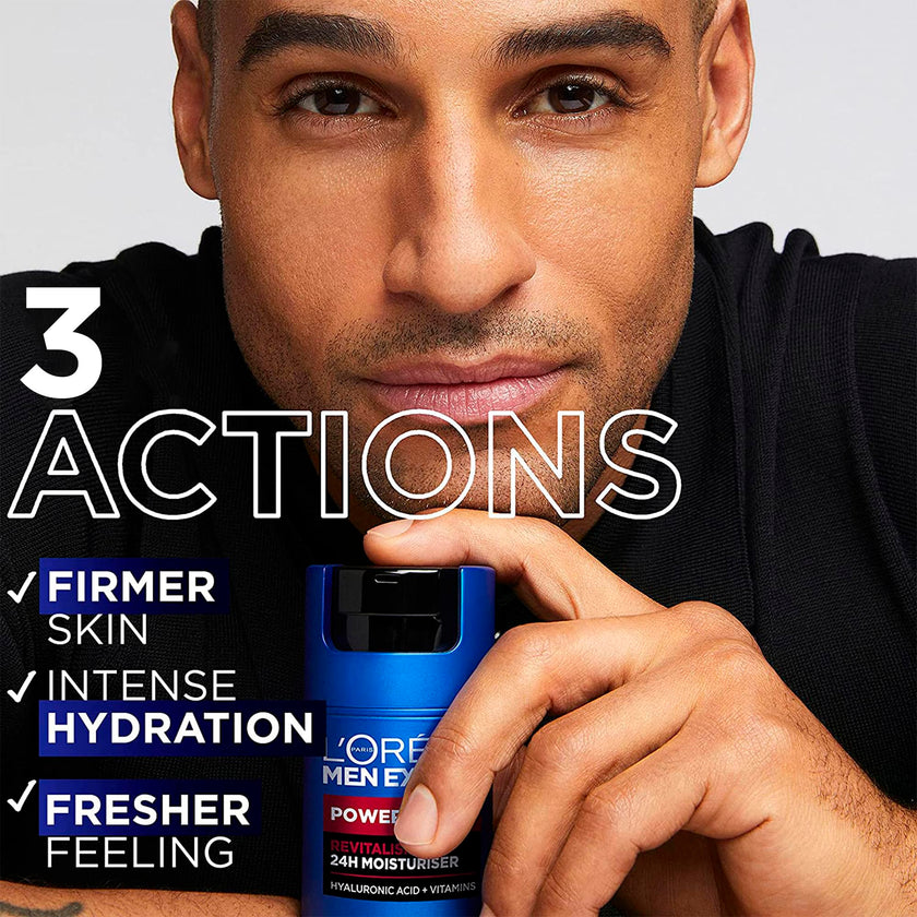 L'Oréal Paris Men Expert 24 HR Hydrating Moisturizer for Men with Hyaluronic Acid and Vitamins, Fights Signs of Aging, Power Age, Packaging May Vary, 50 mL 🍁 All In One Marketplace Canada