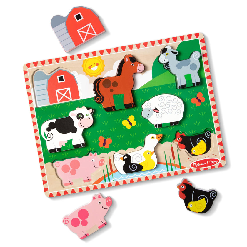 Melissa & Doug Farm Animals Wooden Chunky Puzzle 8-Piece Set 🍁 All In One Marketplace Canada