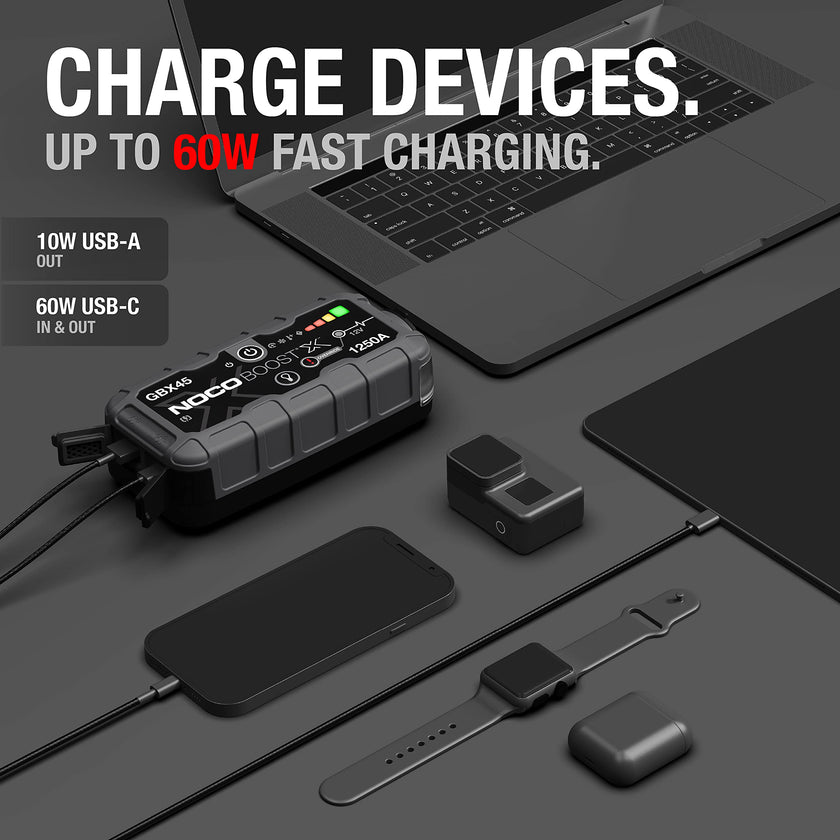 NOCO Boost X GBX45: 1250A UltraSafe Jump Starter – 12V Lithium Battery Booster Pack, Portable Jump Box, Power Bank & Jumper Cables - for 6.5L Gas and 4.0L Diesel Engines 🍁 All In One Marketplace Canada