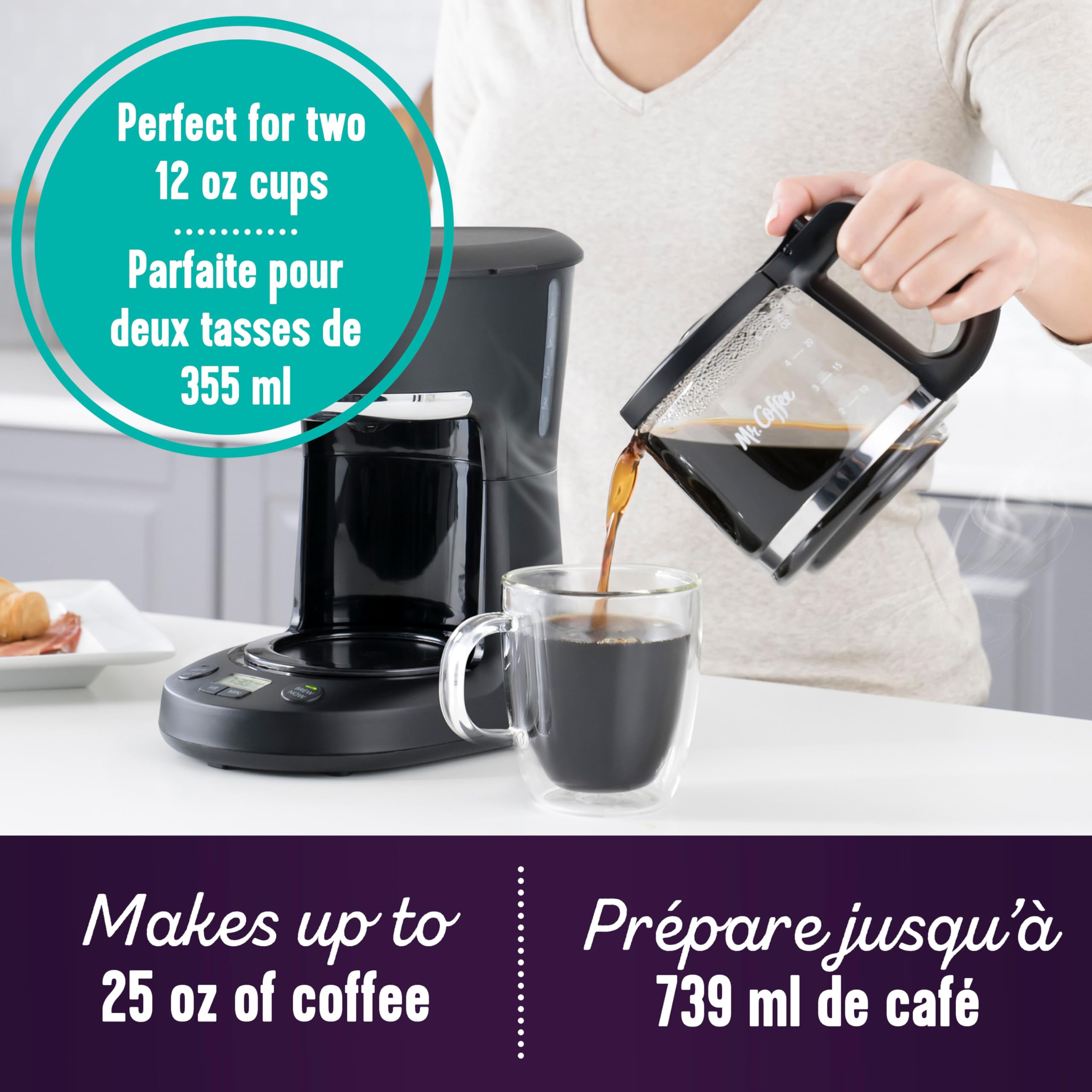 Mr. Coffee 5-Cup Programmable Coffee Maker, 25 oz. Mini Brew, Space-Saving Coffee Machine, Black 🍁 All In One Marketplace Canada