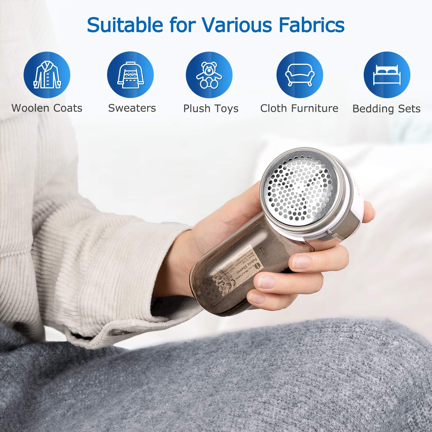 BEAUTURAL Fabric Shaver and Lint Remover, Sweater Defuzzer with 2-Speeds, 2 Replaceable Stainless Steel Blades, Battery Operated, Remove Clothes Fuzz, Lint Balls, Pills, Bobbles 🍁 All In One Marketplace Canada