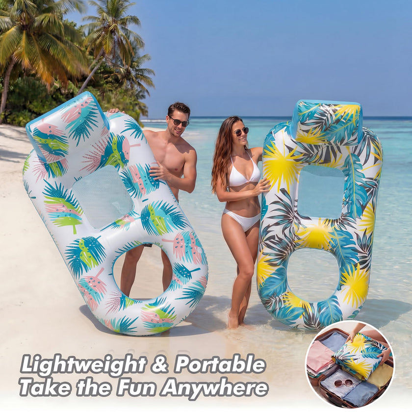 cngg v Pool Floaties for Adults,Inflatable Float Heavy Duty, Backrest & Footrest Pool Float Pool Rafts for Adults Beach Lake Party 2 Pack 🍁 All In One Marketplace Canada