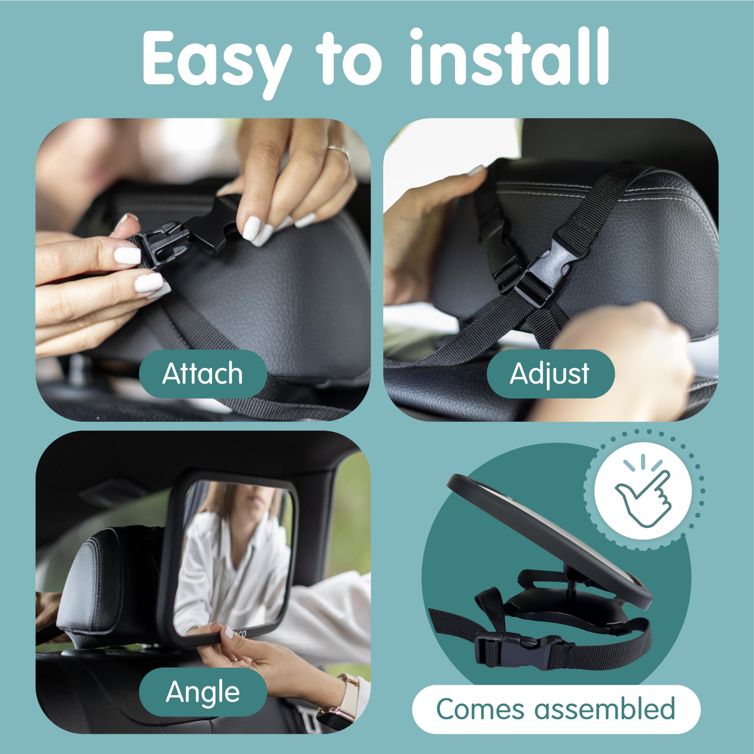 Onco Baby Car Mirror for Back Seat - Double Award-Winning, 100% Shatterproof Mirror, 360° Baby Must Haves, New Born Essentials, Car Mirror Rear Facing, Universal & Shake-Proof 🍁 All In One Marketplace Canada
