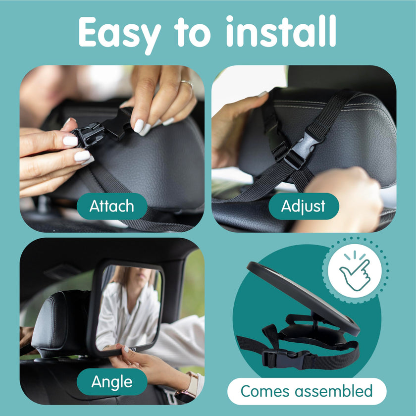 Onco Baby Car Mirror for Back Seat - Double Award-Winning, 100% Shatterproof Mirror, 360° Baby Must Haves, New Born Essentials, Car Mirror Rear Facing, Universal & Shake-Proof 🍁 All In One Marketplace Canada