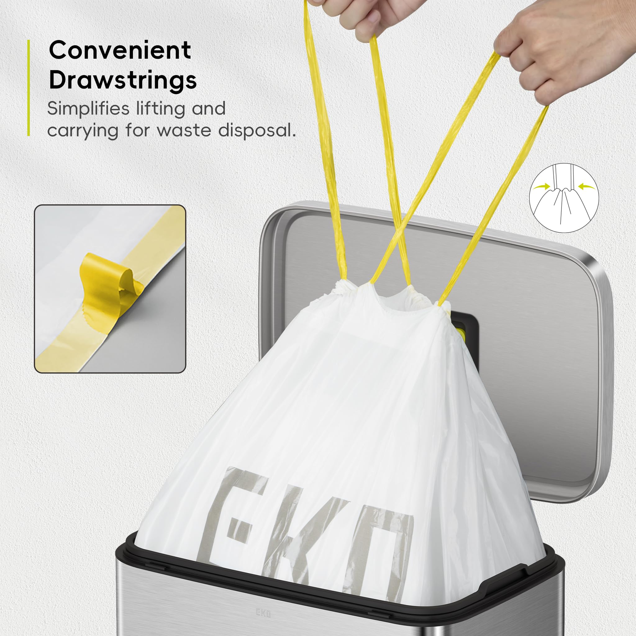 EKO Extra Strong 13 Gallon Large Drawstring Trash Bags, Heavy-Duty Garbage Bags for Kitchen & Household Use (50L), Leak-Resistant, 110 Count, Code F 🍁 All In One Marketplace Canada