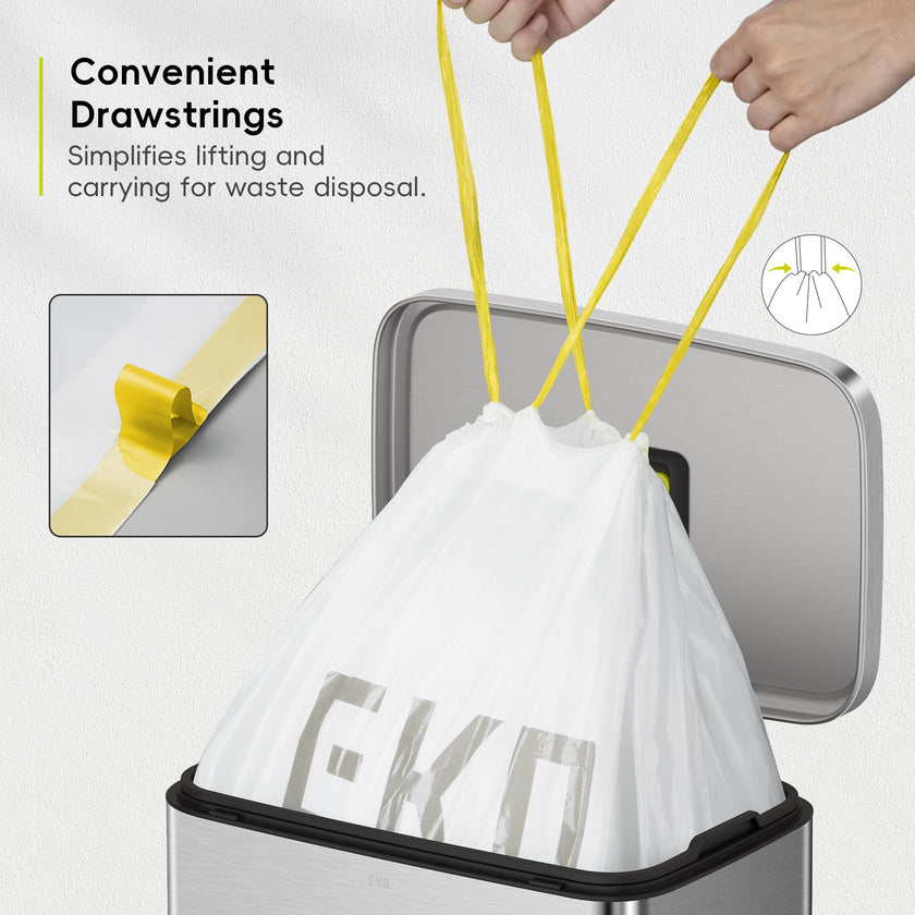 EKO Extra Strong 13 Gallon Large Drawstring Trash Bags, Heavy-Duty Garbage Bags for Kitchen & Household Use (50L), Leak-Resistant, 110 Count, Code F 🍁 All In One Marketplace Canada