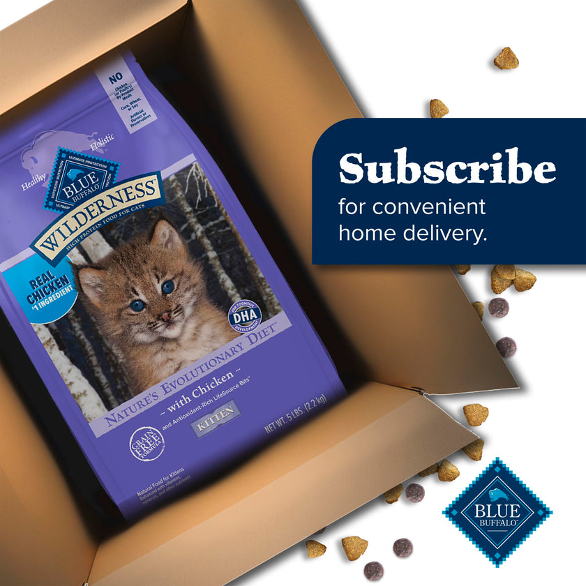 Blue Buffalo Wilderness with Chicken Natural High-Protein Grain-Free Dry Kitten Food, Real Chicken First, Antioxidant-Rich LifeSource Bits Support Immunity, DHA & ARA for Development, 2.2kg/5 lbs. 🍁 All In One Marketplace Canada