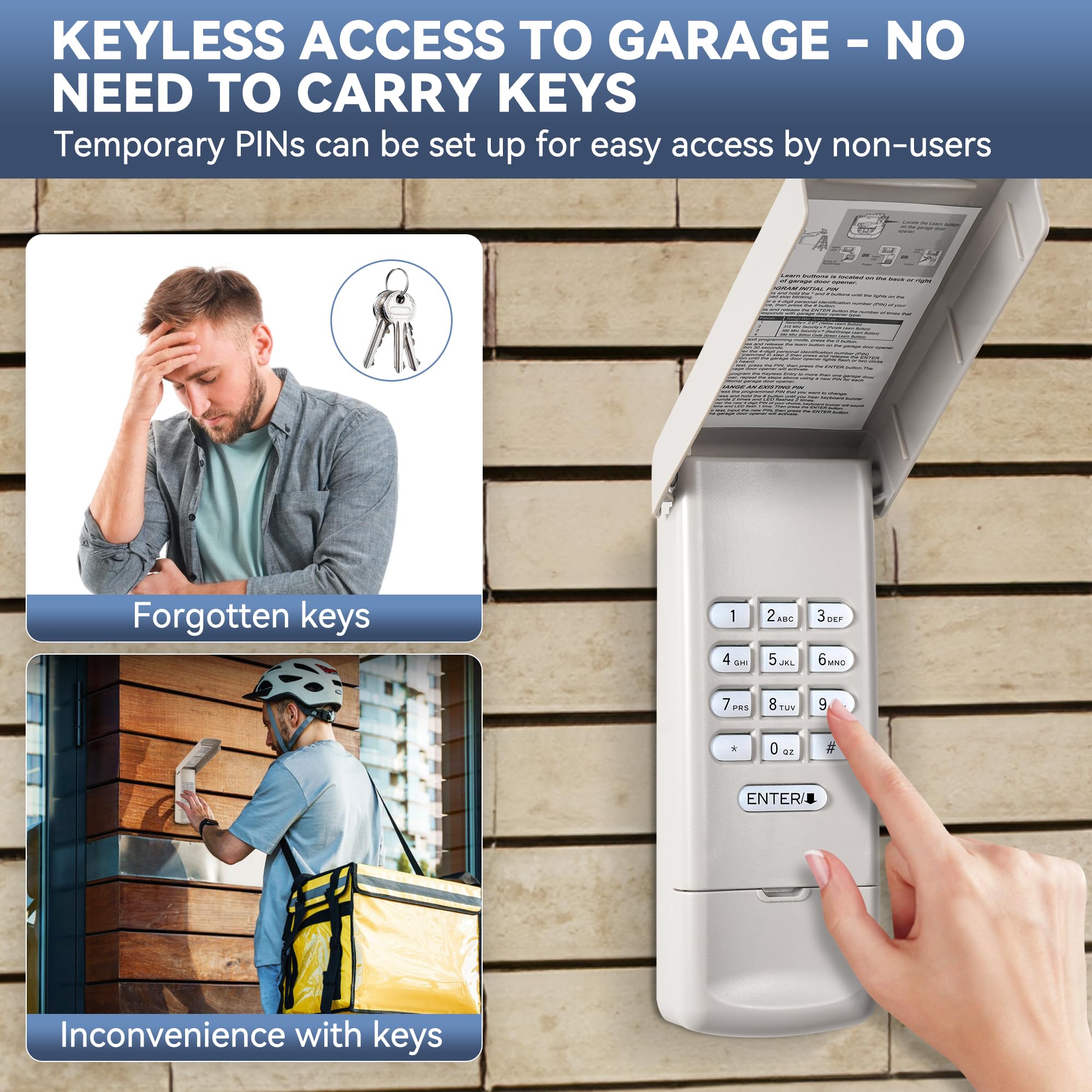 877MAX Universal Wireless Keyless Keypad for Chamberlain/Liftmaster/Craftsman Garage Door Openers - Compatible with Yellow/Purple/Red/Orange/Green Learn Buttons (315/390 MHz) 🍁 All In One Marketplace Canada