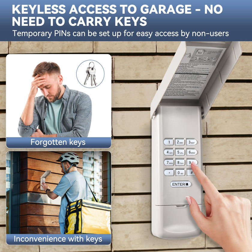 877MAX Universal Wireless Keyless Keypad for Chamberlain/Liftmaster/Craftsman Garage Door Openers - Compatible with Yellow/Purple/Red/Orange/Green Learn Buttons (315/390 MHz) 🍁 All In One Marketplace Canada