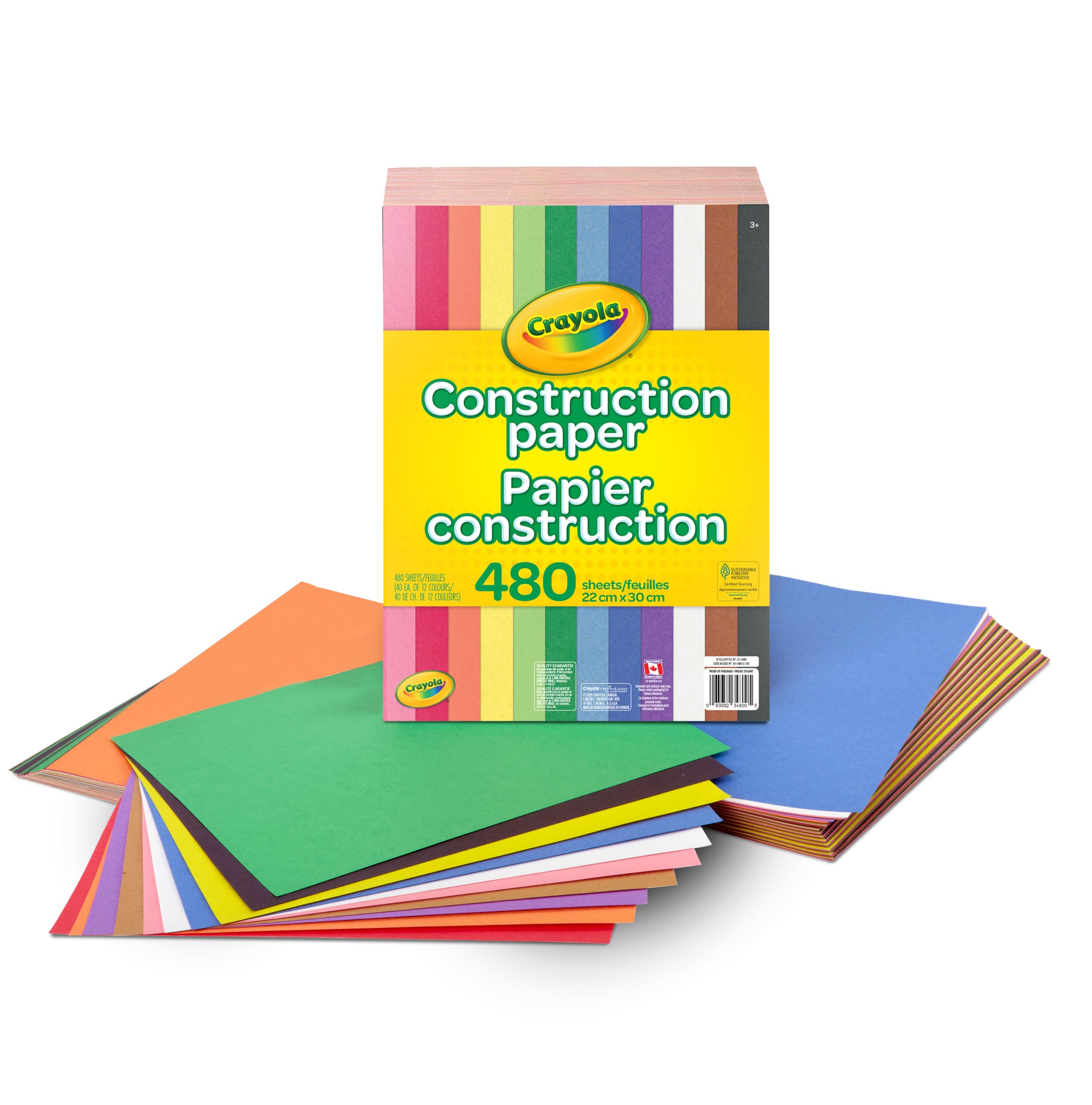Crayola Construction Paper Bulk Pack (480 Sheets) – 12 Assorted Colours, 9x12, Teacher School Supplies & Classroom Must Haves, Card Making Craft Supplies, Art Paper 🍁 All In One Marketplace Canada