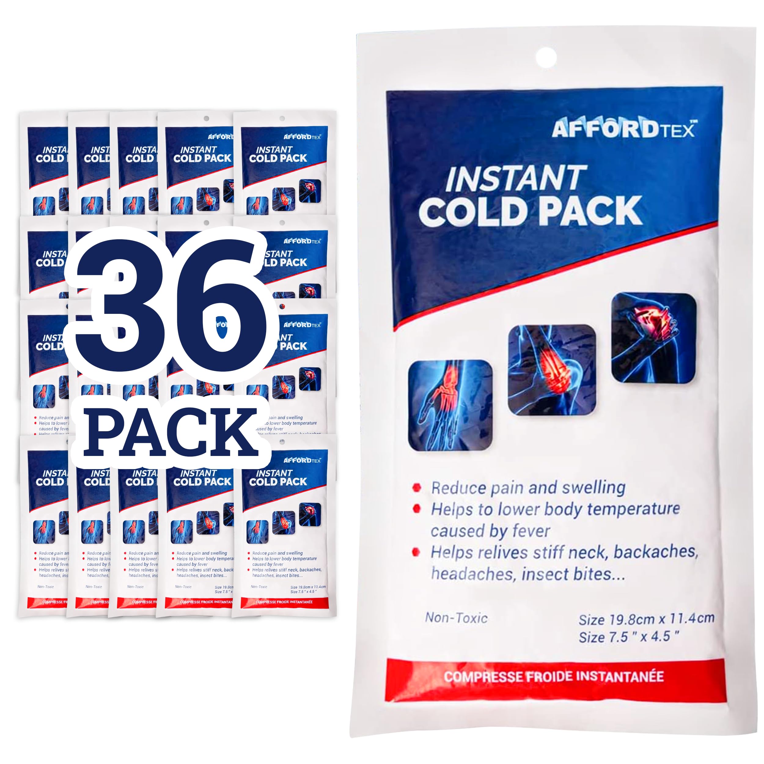 36 Instant cooler Ice pack- Ice packs Large (7.5 x 4.5 Inches) - Ready to use – Ideal for Injuries, Inflammation, Sprains, Strains,Pain relief 🍁 All In One Marketplace Canada