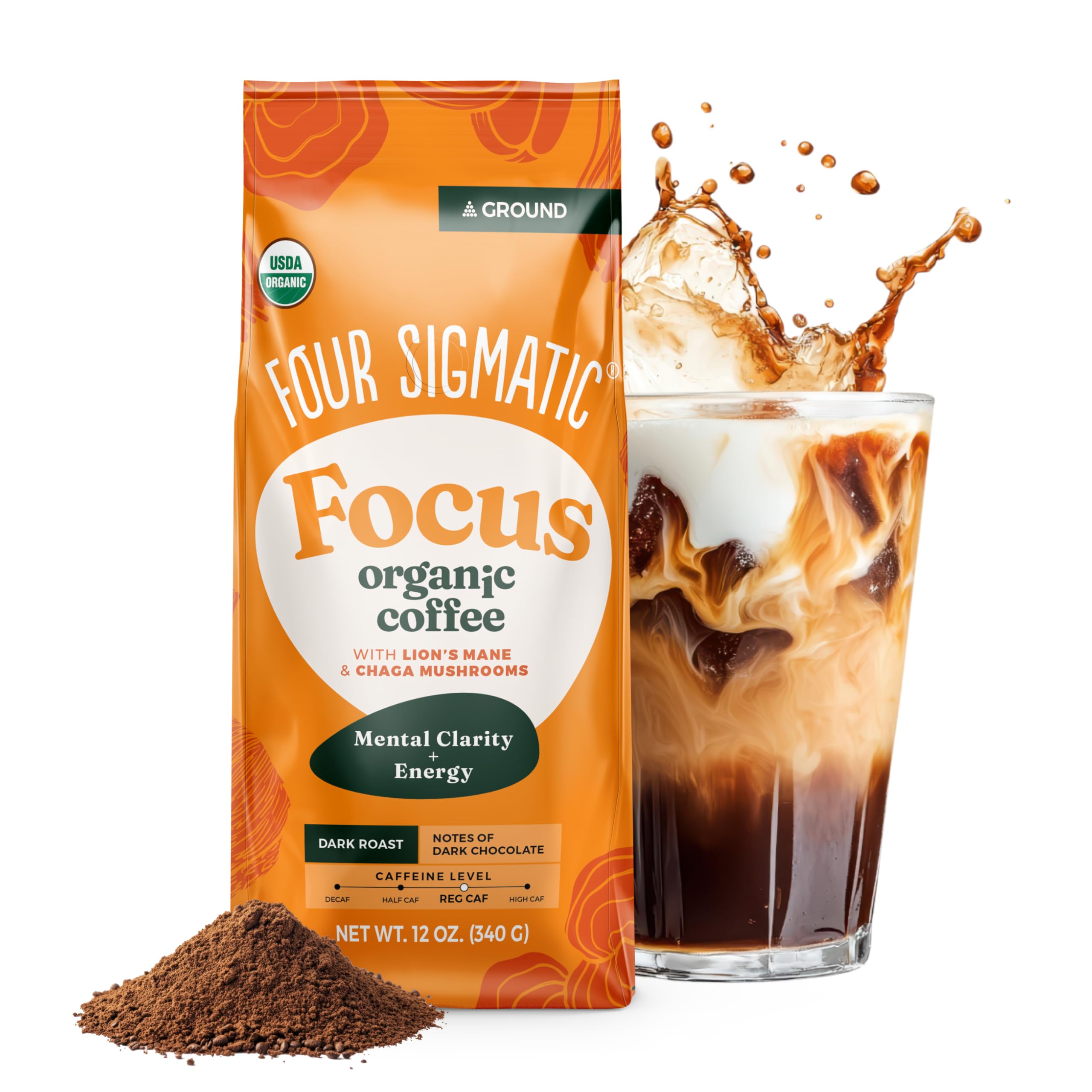 Four Sigmatic Think Mushroom Coffee | Organic Ground Coffee with Lion's Mane Mushroom and Chaga Mushroom | 12oz Bag 🍁 All In One Marketplace Canada