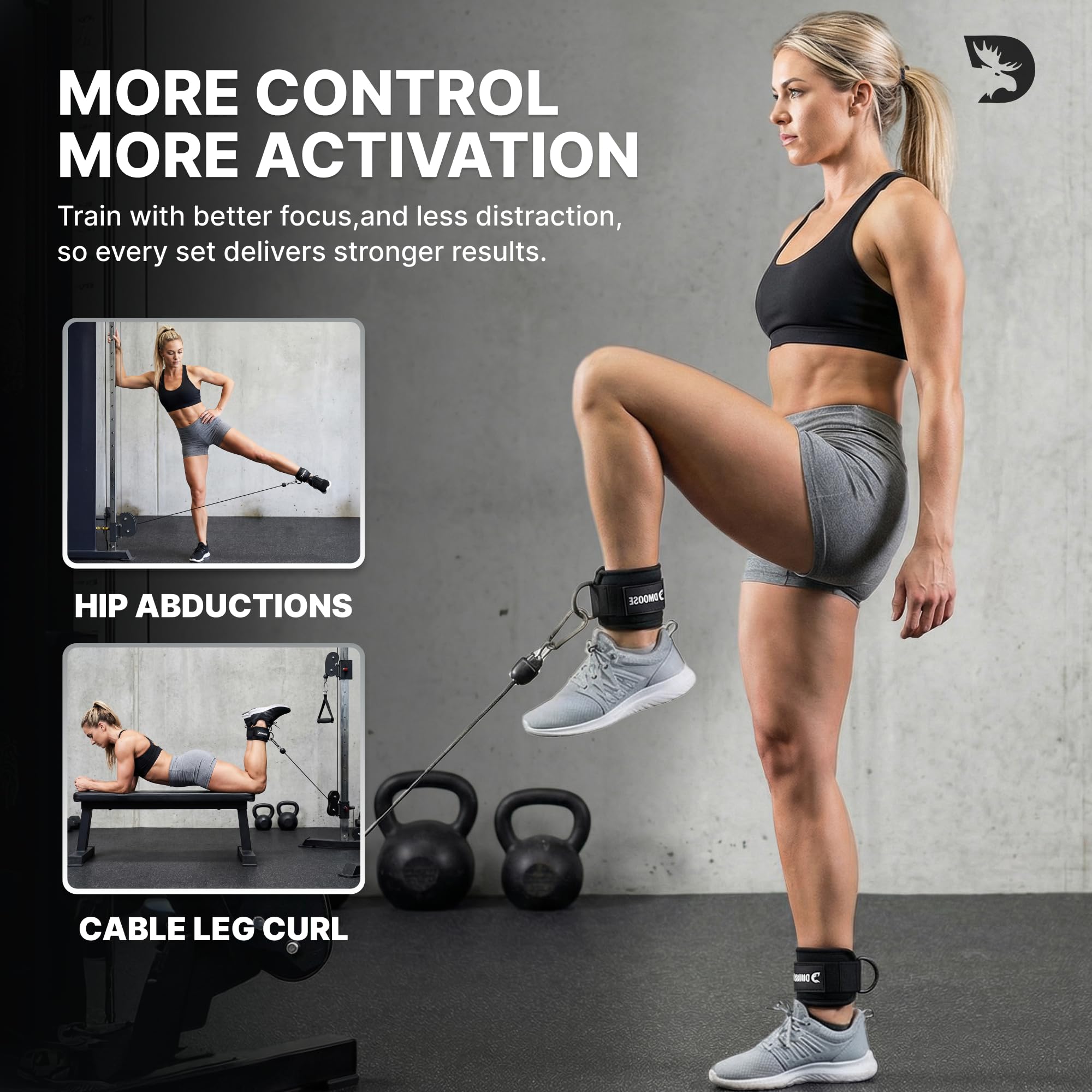 DMoose Ankle Straps for Cable Machines for Kickbacks, Glute Workouts, Leg Extensions, Curls, and Hip Abductors for Men and Women, Adjustable Ankle Strap with Double D-Rings and Neoprene Support 🍁 All In One Marketplace Canada
