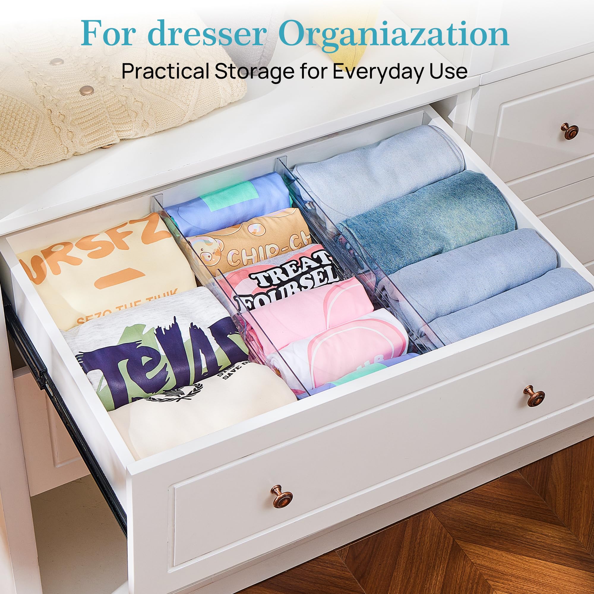 Vtopmart 8 Pack Drawer Dividers for Clothes, Adjustable 4