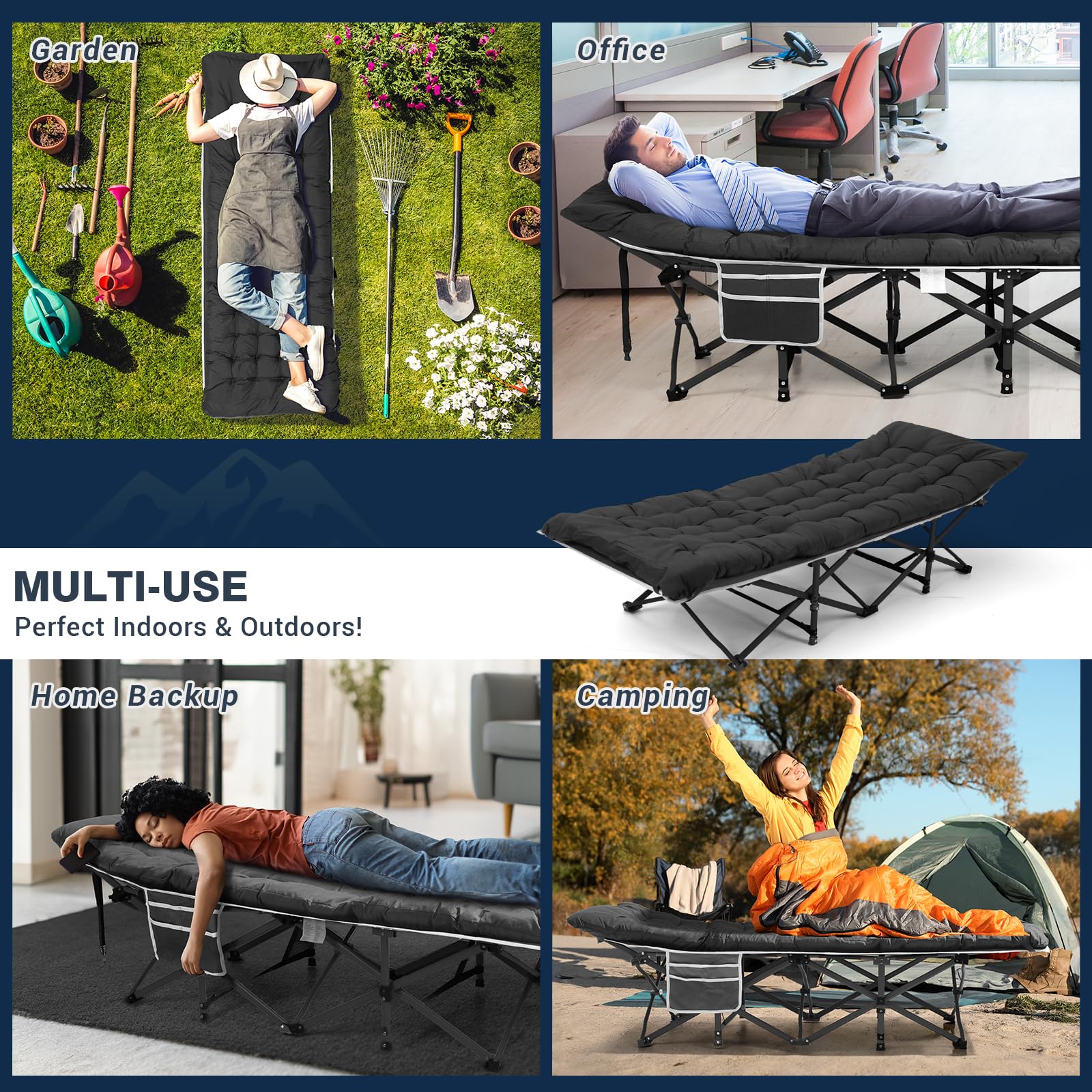 Overmont Camping Cot with Mattress - 28” Extra Wide Portable Folding Cot for Adults Load 550 LBS with Carry Bag for Outdoor Travel Home Office Nap 🍁 All In One Marketplace Canada