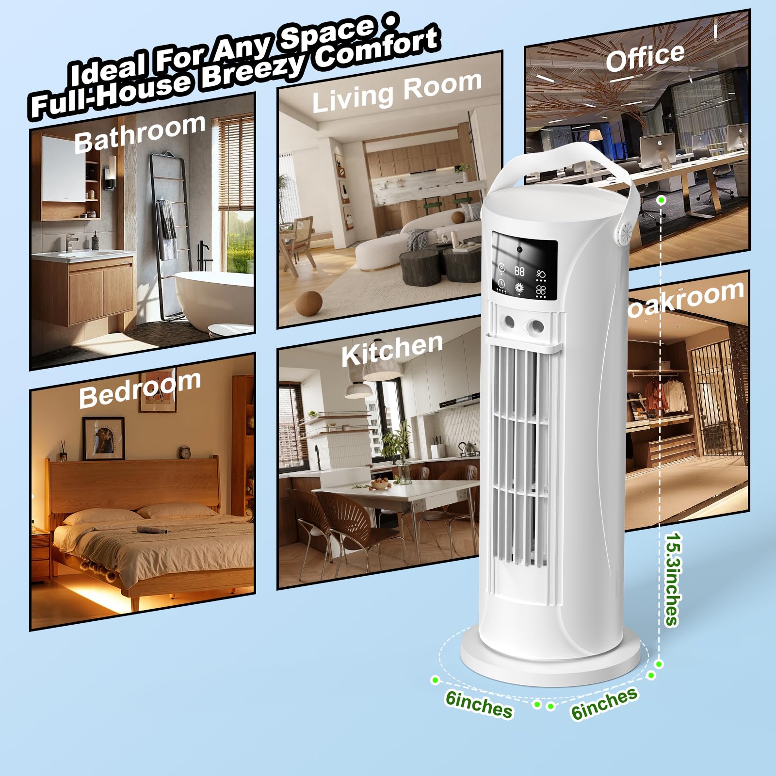 Portable Air Conditioners, 120 °rotating tower fan, portable AC for 3 wind speeds,Storm mode, 8H timing, Evaporative Air Cooler with remote control,750ML water tank, spray,cooling fan for home - white 🍁 All In One Marketplace Canada