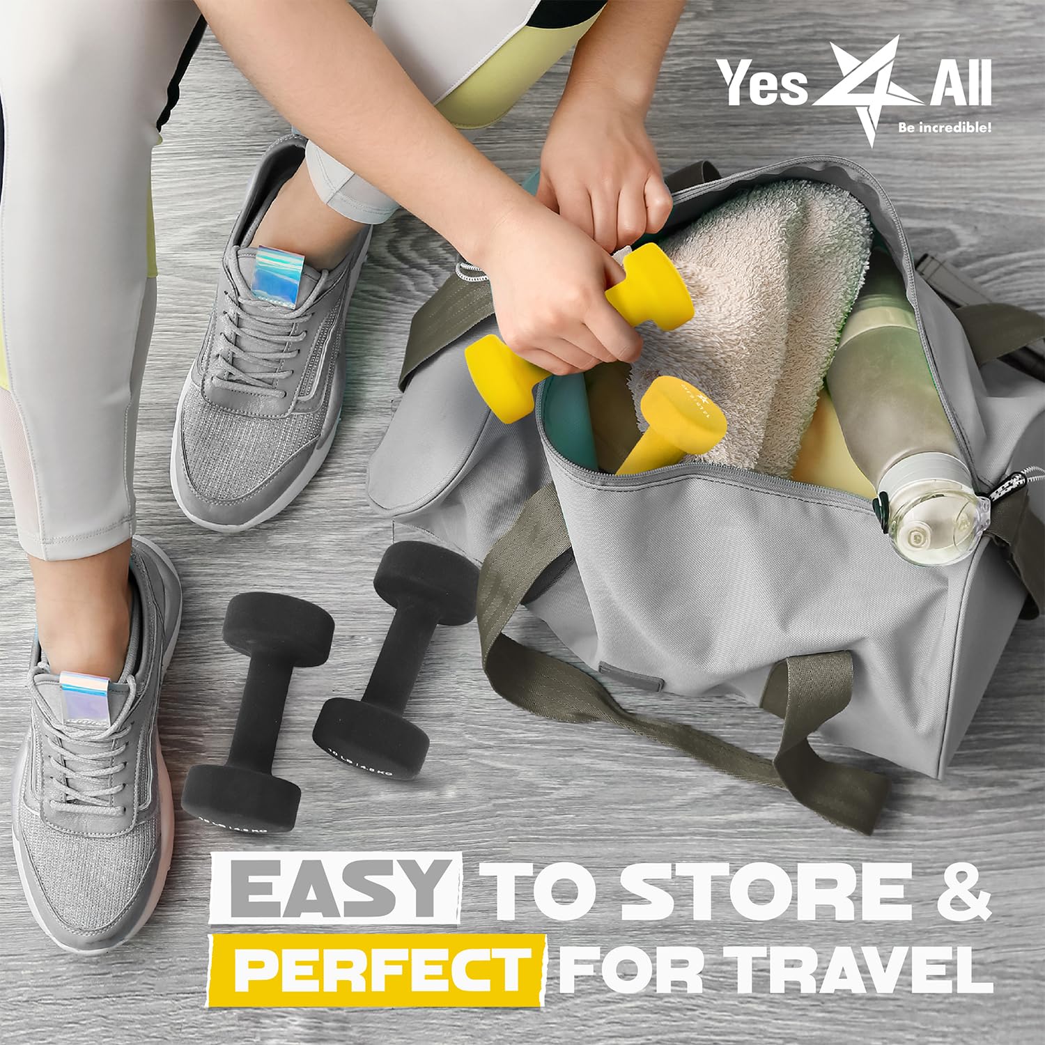 Yes4All Dumbbell Neoprene, poids et haltere, Weight Set, Hand Weights for Women, Dumbbells Pair, Free Weights (Yellow - 4lbs) 🍁 All In One Marketplace Canada