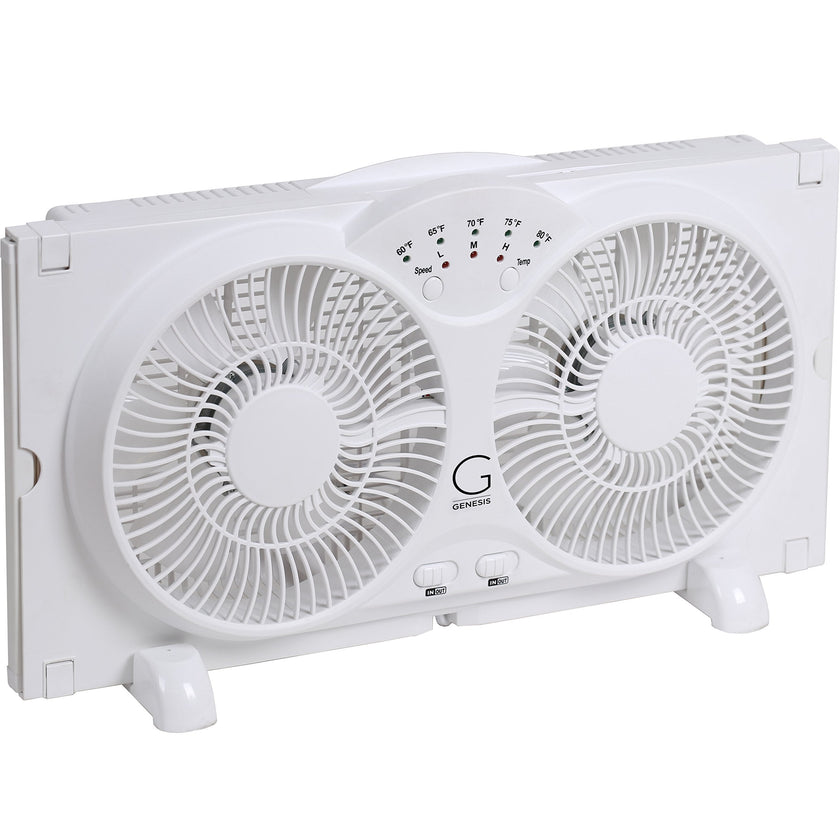 Genesis Twin Fan High Velocity Reversible AirFlow Fan, LED Indicator Lights Adjustable Thermostat & Max Cool Technology, ETL Certified, White (A1WINDOWFAN) 🍁 All In One Marketplace Canada