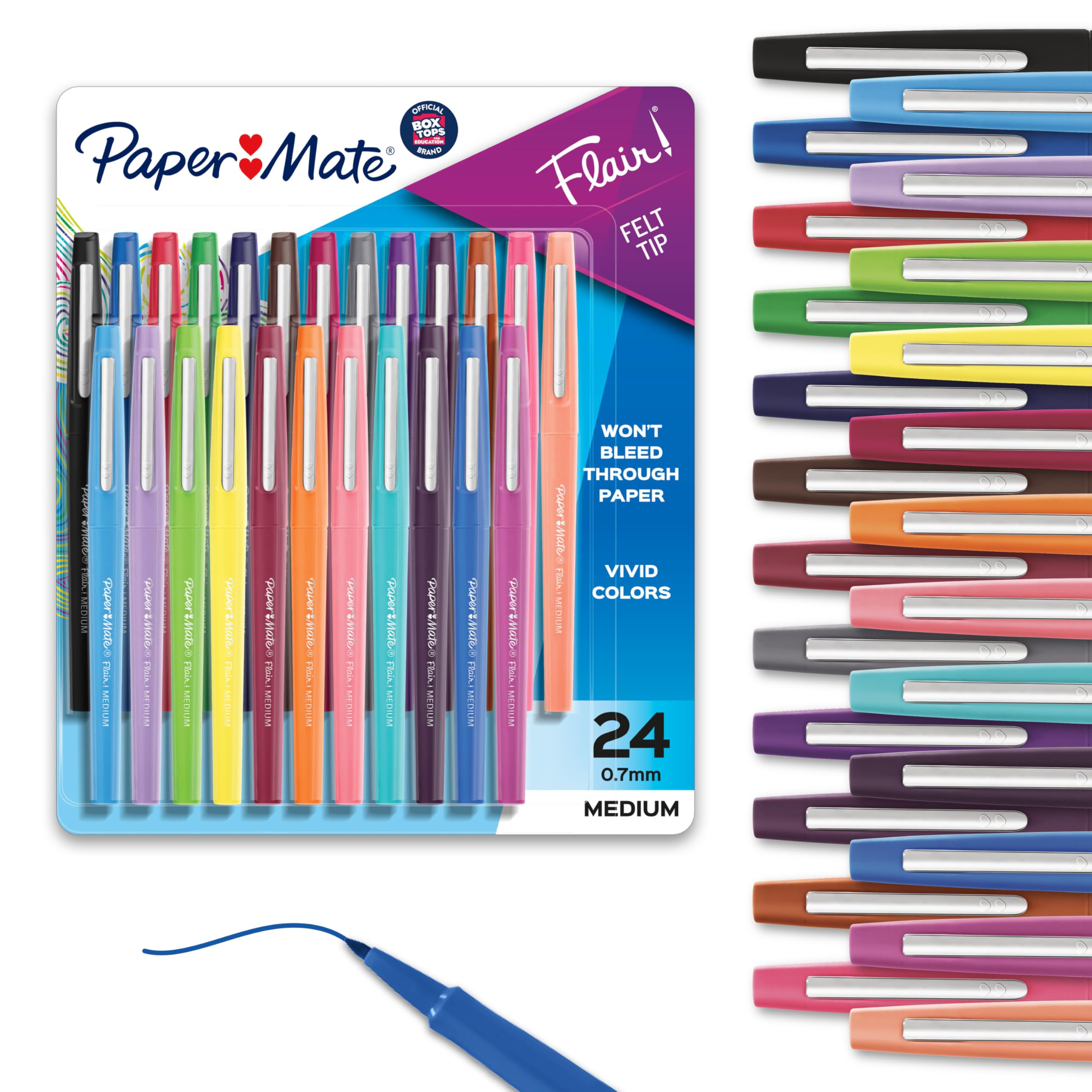 Paper Mate Flair Felt Tip Pens, Medium Point (0.7 mm), Assorted Colours, 24 Count 🍁 All In One Marketplace Canada