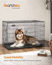 Feandrea Dog Crate, 48-Inch Foldable Dog Kennel with 2 Doors, Removable Tray, XXL, Black UPPD48H 🍁 All In One Marketplace Canada