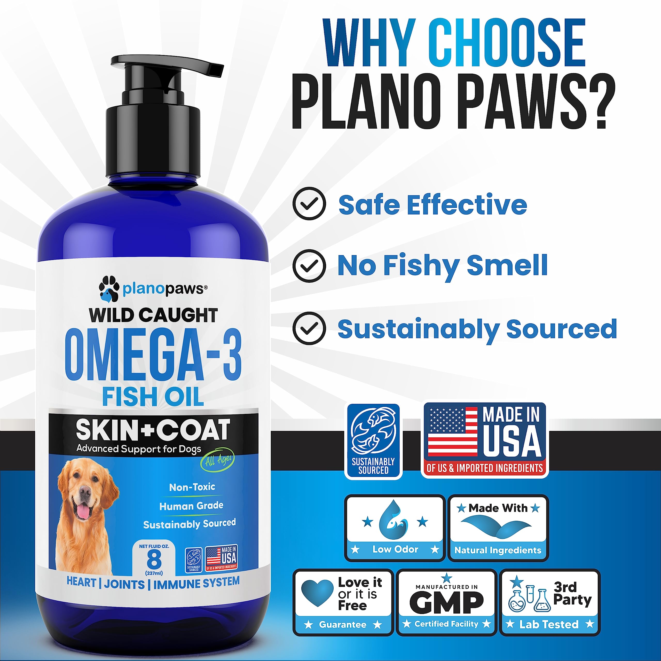 Omega 3 Fish Oil for Dogs – Liquid Fish Oil Supplement – Supports Skin & Coat, Joint Function & Overall Wellness – Easy to Serve – for All Breeds & Ages 🍁 All In One Marketplace Canada