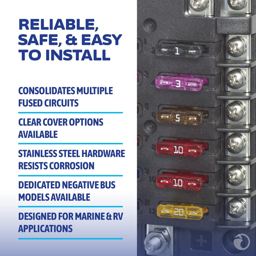 Blue Sea Systems ST Blade Fuse Block - 12 Circuits with Negative Bus & Cover 🍁 All In One Marketplace Canada