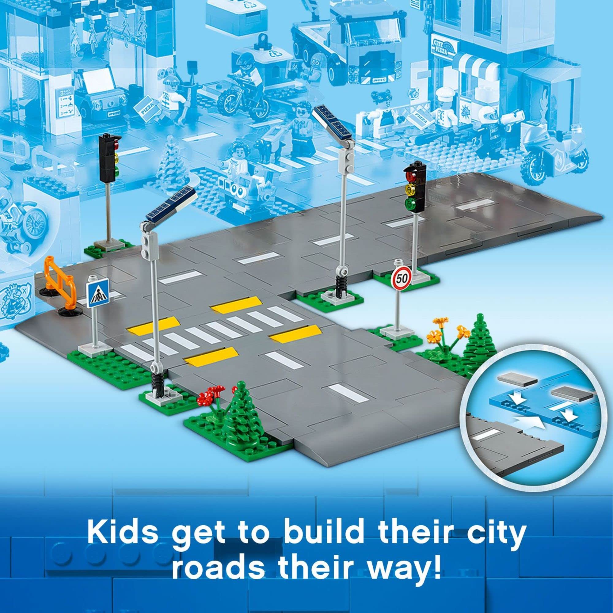 LEGO City Road Plates 60304 - Building Toy Set, Featuring Traffic Lights, Trees, Glow in The Dark Bricks, Combine with LEGO City Series Sets, Great Gift for Kids, Boys, and Girls Ages 5+ 🍁 All In One Marketplace Canada